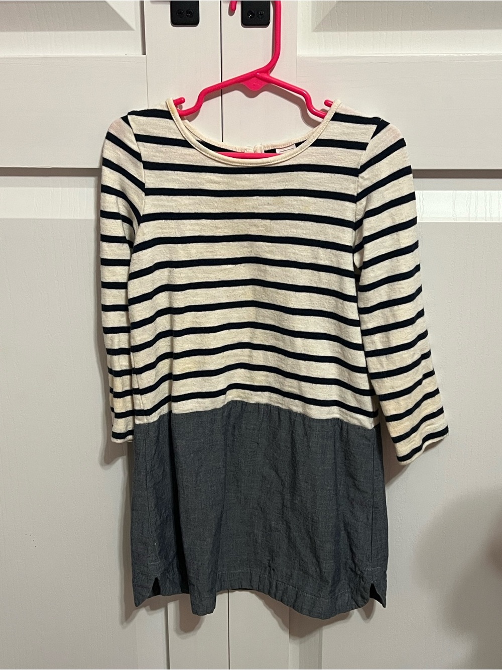 GAP Black & White Striped Top with Charcoal Skirt Dress